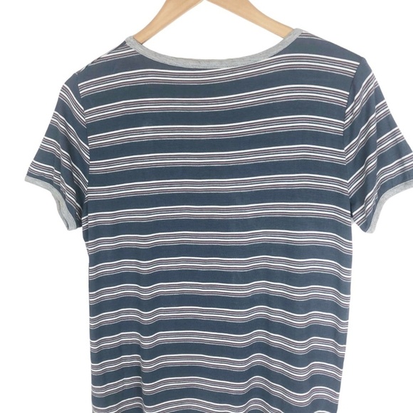 NWT Pink Republic Women's Blue Striped Crew Neck Short Sleeve T Shirt - Picture 11 of 16